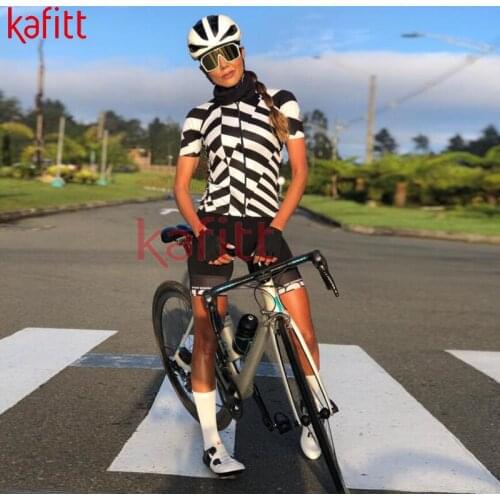 2021 New Kafitt Summer Cycling Jersey Suit Breathable Team Competition Cycling Wear Ladies Black And White Striped Jumpsuit