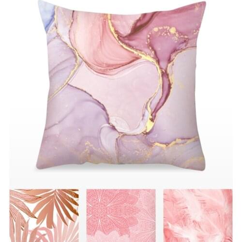 1PCS 45*45cm Pink Feather Print Hug Pillowcase Home Sofa Cushion Pillow Cushion Cover Peach Skin Hug Pillowcase