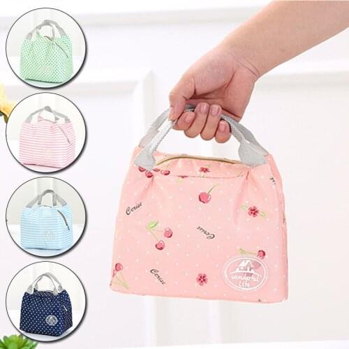 1PCs Fresh Cooler Bags Waterproof Nylon Portable Zipper Thermal Oxford Lunch Bags For Women Convenient Lunch Box Tote Food Bags