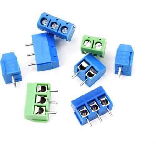 10Pcs KF301-5.0-2P KF301-3P KF301-4P Pitch 5.0mm Straight Pin 2P 3P 4P Screw PCB Splicing Terminal Block Connector Blue Green