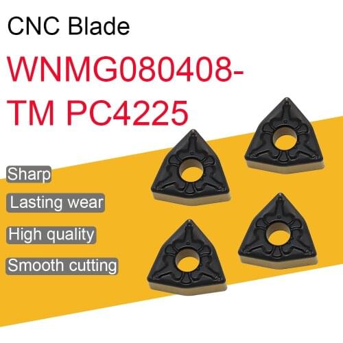 10PCS Carbide Inserts WNMG080408-TM PC4225 High Quality WNMG08 Blade External Turning Tools CNC Metal Lathe Cutting Tool