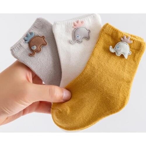3 Pairs/lot Childrens Socks Solid Striped Autumn Winter Boy Newborn Baby Socks Cotton Anti Slip Floor Socks Cheap Stuff