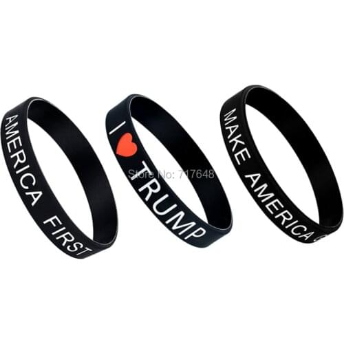 30pcs America First I Love TRUMP Make America Great Again wristband silicone bracelets free shipping by ePacket A