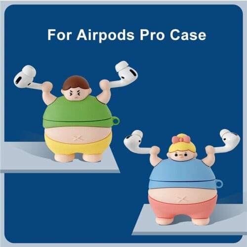 3D Cute Cartoon Characters Little Fat Couples lifting weights solf silicon covers for ipods headphones for airpods pro 1 2