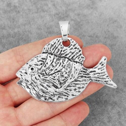 4PCS Large Hammered Vintage Tone Cute Marine Fish Animal Charms Pendants for DIY Jewelry Findings Handmade Necklace