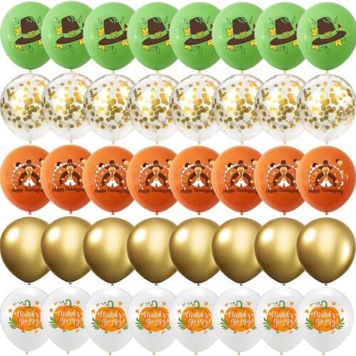 40/20PCS Thanksgiving Day Gold Turkey pumpkin Metallic Latex Confetti Balloons Globos Party Wedding baby shower Decorations