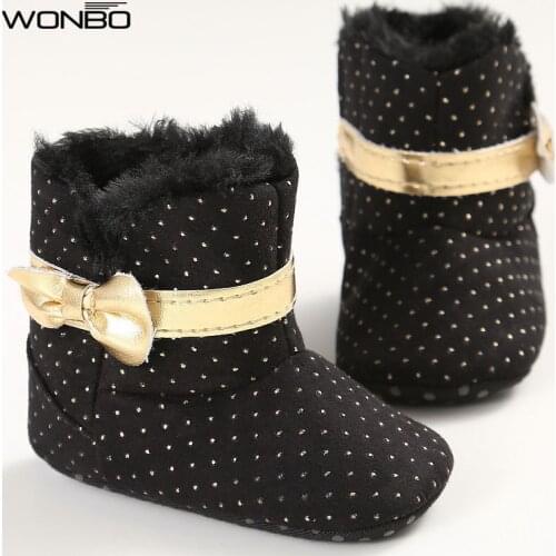 5Colors Fashion Sweet Winter Newborn Baby Girl Princess First Walkers Super Warm Bow Shoes Crib Bebe Snow Soft Soled Boots Booty