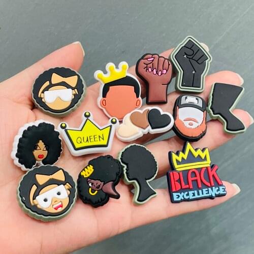 50PCS Garden Shoes Accessories Custom Cartoon Cute PVC Shoe Croc Buttons Charms Black Lives Dope Father Portrait Free Shipping