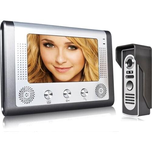 7 Inch Wired Video Door Phone Doorbell Intercom Kit with Rainproof 700TV Lines Night Vision camera
