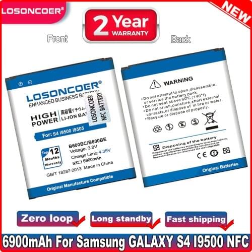 LOSONCOER 6750mAh B600BE B600BC NFC For Samsung S4 NFC I9500 I9505 I9502 I9515 I9508 I959 I545 I337 L720 Mobile Phone Battery