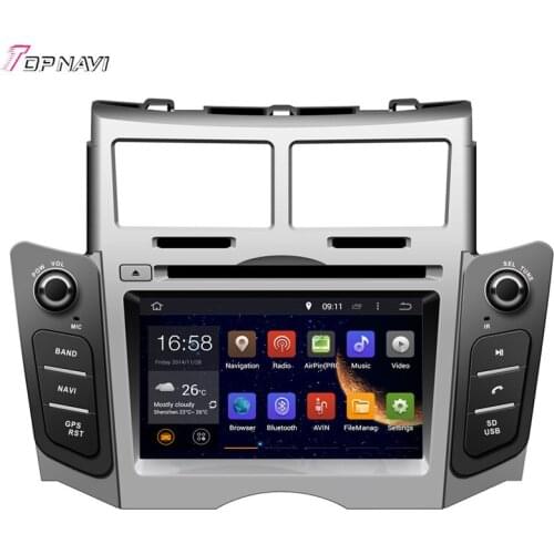 TOPNAVI 6.2'' Quad Core Android 6.0 Car DVD Play for Toyota Yaris 2005 2006 2007 2008 2009 2010 2011 Autoradio Multimedia Audio