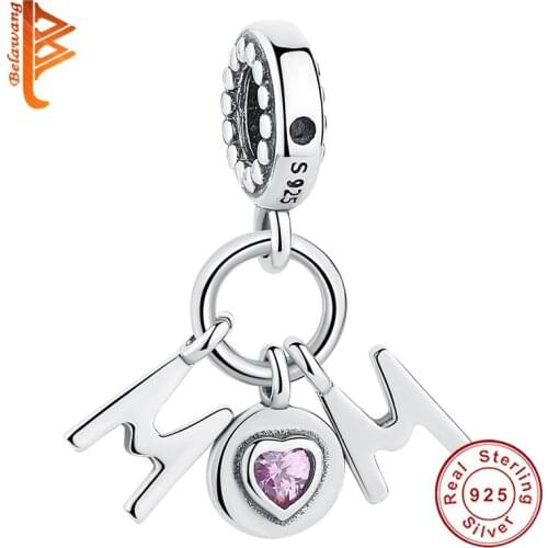 BELAWANG Moms Day Gift s925 Sterling Silver Pendant Charm for Female Charm Bracelet&Necklace DIY Girl Jewelry Dropshipping