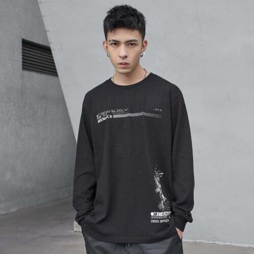 CROXX Techwear Mens Graphic Pullover 'Span and Div' Long Sleeve Sweatshirt Hip Hop Punk Fashion