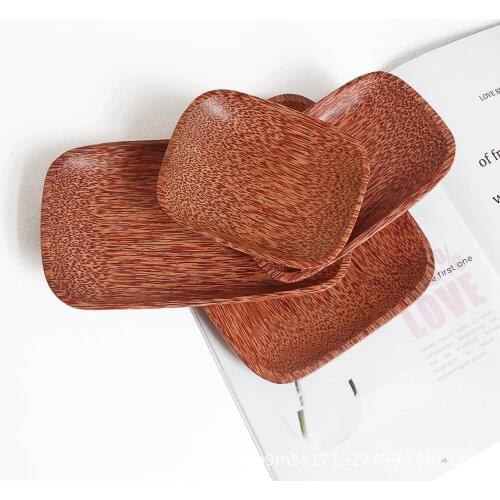 Wooden Tray Japanese Coconut Plate Wooden Plate Breakfast Plate Pizza Plate Solid Wood Rectangle Fruit Plate Wood Dishes