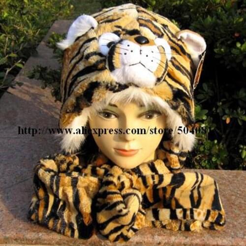 Animal hat boys and girls children 's hat animal plush hat + scarf + gloves drop ship