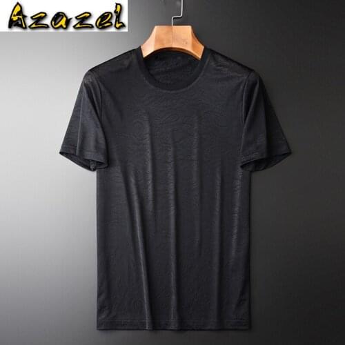Azazel Summer Black Mens T-shirts Luxury Short Sleeve Round Collar Silky Male T-shirts Plus Size 4xl Slim Fit Casual Man Tee