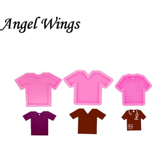 T-Shirt shape Shiny keychains Silicone Molds DIY pop socke Grippy Shirt( scrub with heart) Jewelry Epoxy Resin Mould DY0045