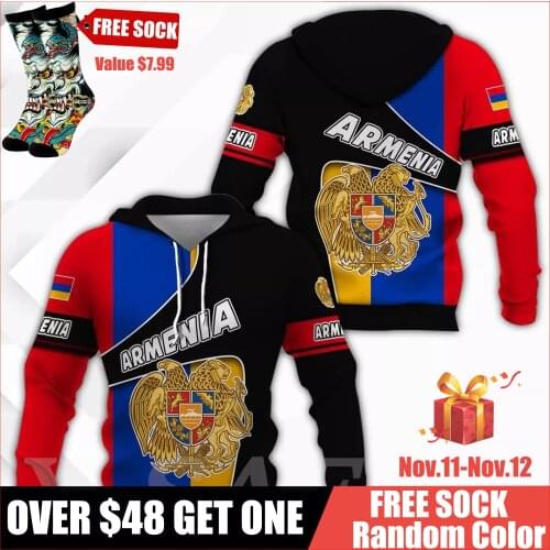 Armenia Lion Eagle Skull Country Map Flag 3D All Printed Hoodie B Man Women Harajuku Outwear Zipper Pullover Sweatshirt Casual