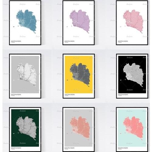 Koh Pha Ngan, Thailand Map Nordic Retro Minimalism Painting Posters and Prints on Canvas Wall Art Modular Pictures Home Decor