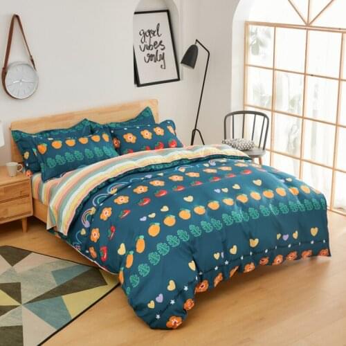 Blue Colorful Fruit Cartoon Comforter Bedding Set Fashion King Queen Twin Size Bed Linen Duvet Cover Sets Kids Child Adult Gifts
