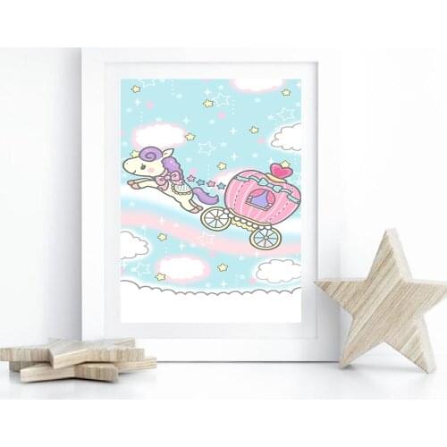 Colorful unicorn Modern Abstract Flower Painting Canvas Modular Print Wall Pictures Baby Girl Boy Room Decor Home Decor