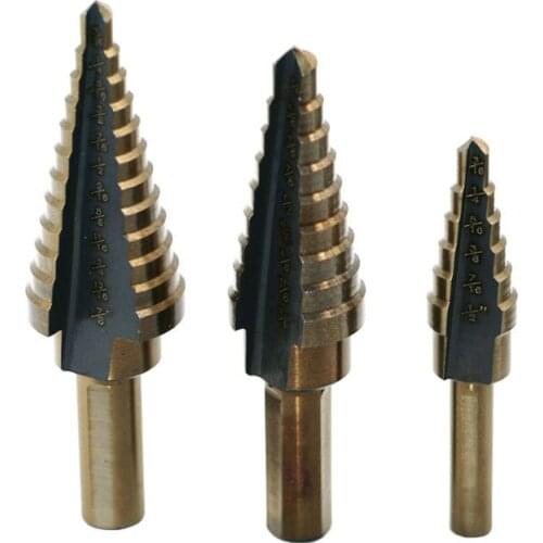 Round Handle 1/2-3/16 3/4-1/4 7/8-3/16 HSS 4241 Spiral Grooved Center Drill Bit Solid Carbide Drill Titanium Step Cone Drill Bit