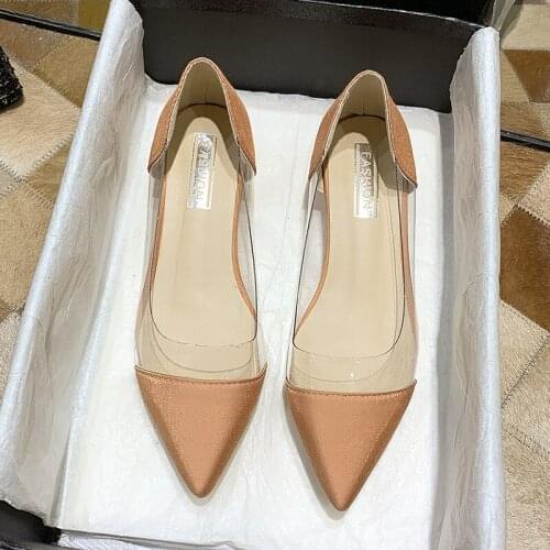 Summer Women Flats Heeled Slip on Shoes Woman Ballet Flats Pointed Toe Dress Shoes Transparent Shallow Ladies Shoes Mujer Pisos