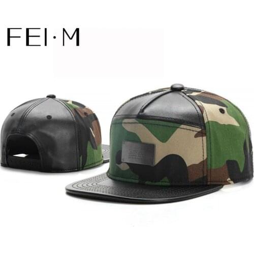 FEI M Fashion PLATED Adjustable Snapback Cap Metal Logo Camo Baseball Cap Boy Girls Outdoor Adult Keep Warm Sun Basketball Hat 9
