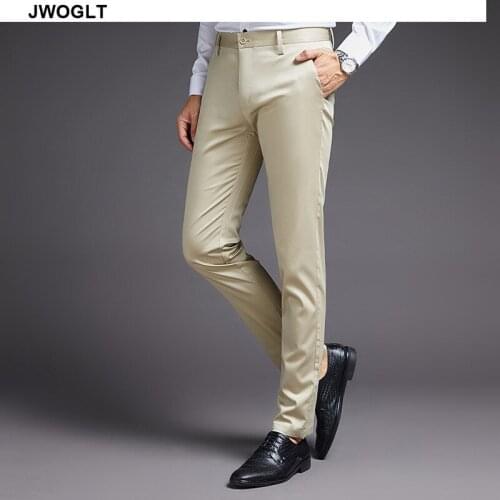 Mens Pants Casual Elastic Men Suit Pants Dress Pants Men Business Work Trousers Office Anti-wrinkle Social Black Khaki Pants