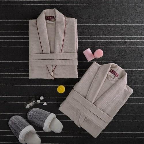 Men Robe 100% Cotton Terry Bathrobe Lovers Solid Waffle Sleepwear Long Bath Robe Kimono Femme Dressing Gown Bridesmaid Robes