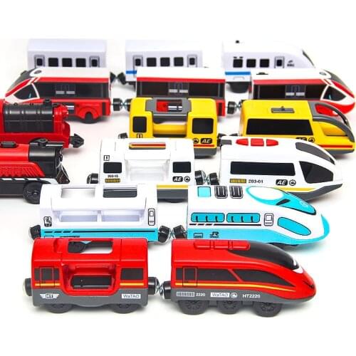 Kids RC Electric Train Set Locomotive Magnetic Train Diecast Slot Toy Fit for Biro Wooden Railway Track Toys for Children Gifts