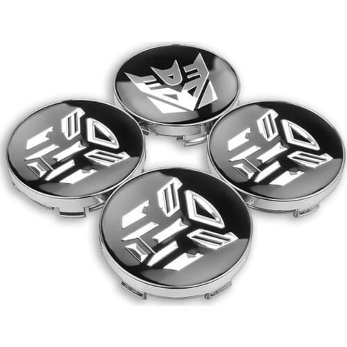 4pcs 56+60mm Cool Autobots Logo Transformers Emblem Car Wheel Center Hub Cap Decal Wheel Stickers Styling Decoration Accessories
