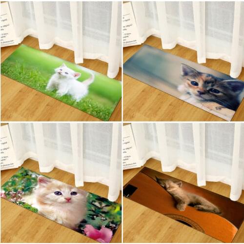 Cat Pattern Non-Slip Door Mats Home Bedroom Bedside Animal Play Rug Bathroom Kitchen Carpet Floor Mats