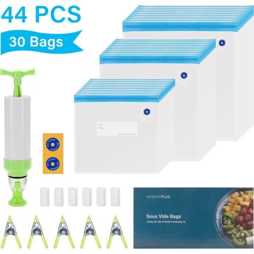 Sous Vide Bags Including 30 Reusable Vacuum Packaging Food Storage Bags for Freezing, Microwave, High-Temperature Cooking