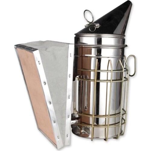 Beekeeping bee smoker High Quality Bee Beekeeping Smoker Galvanized Sheet with Heat Shield + Cowhide Bellows