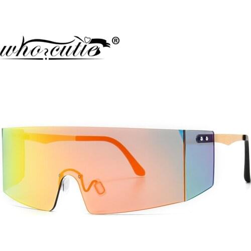 Oversized Shield Goggles Sunglasses Men Women 2020 Brand Design Large Frame One Piece Mask Futuristic Sun Glasses Shades S281