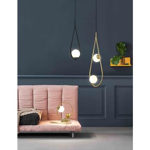 Nordic Modern Hanging Ceiling Lamps Gold Glass Ball Droplight Bedroom Dining Room Lamp luminaria