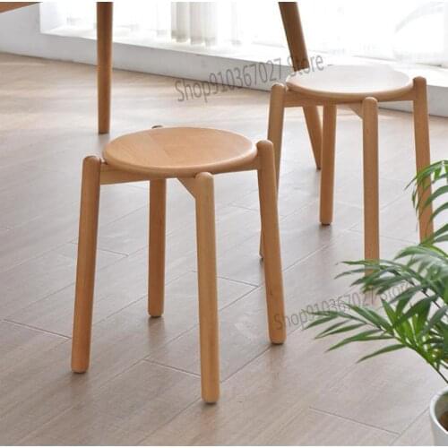Solid wood stool living room makeup stool adult wood dining stool dining table simple fashion creative bench