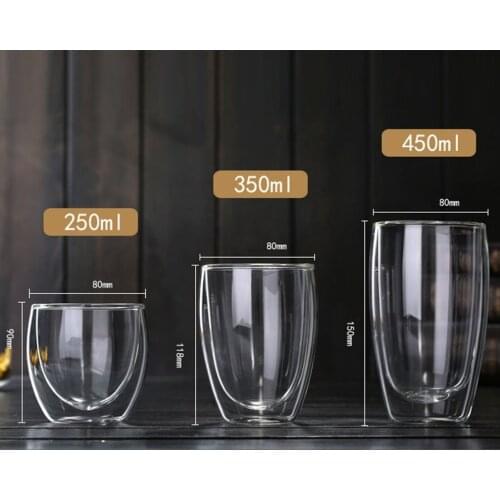 350ML Heat-resistant Double Wall Glass Tea Cup Coffee Cup Mugs Transparent Insulation Beer Glasses Cups Beer Mug Cup Drinkware
