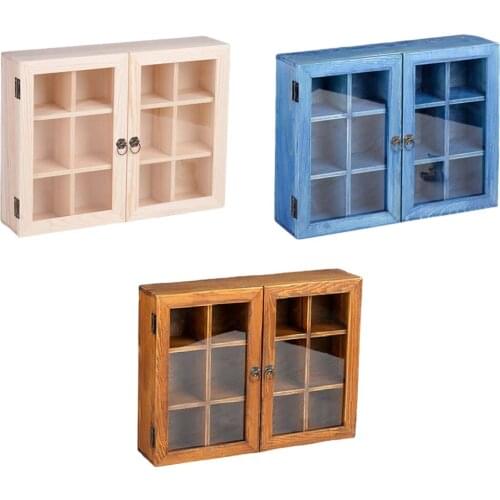 Wood Display Cabinet Dolls Display Cabinet Desktop Table Organizer Display Case Organizer Storage Box Display Storage Case