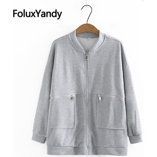 6 Colors Casual Women Jacket Plus Size Coats Outerwear V-neck Zipper Pockets Loose Large Size Jackets KKFY5689