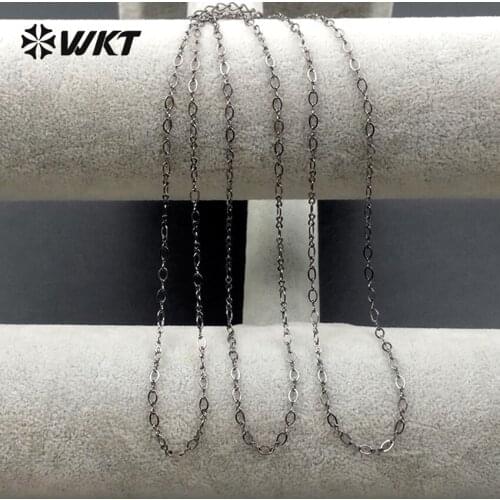 WT-N1060 Wholesale link Chain Clasp Necklace jump circle joint chain in black gun plated Necklace Gift All-match Jewelry women
