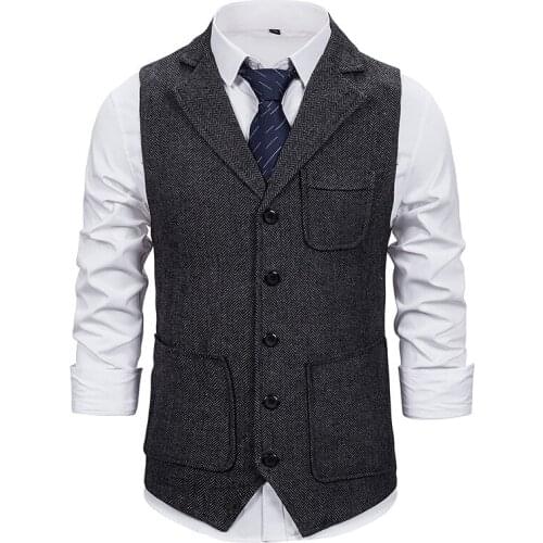 Men Polyester Vest Suit Stylish Single Breasted Pure Color Coat Lapels Cultivate Ones Morality
