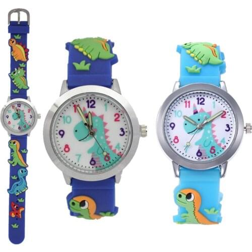 10pcs/lot Cartoon 3D Lovely Dinosaur Girls Boys Kids Children Student Silicone Jelly Candy Watches Birthday Party Gifts Clock