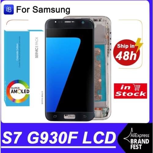 100% Tested 5.1'' Burn Shadow AMOLED For Samsung Galaxy S7 G930 G930F SM-G930F LCD With Frame Display Touch Screen Repair Parts