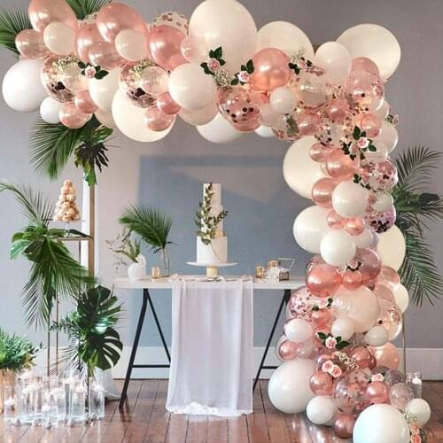 104pcs Rose Gold Balloons Garland Arch Kit Latex White Confetti Balloon Wedding Birthday Anniversary Party Decorations Balloons