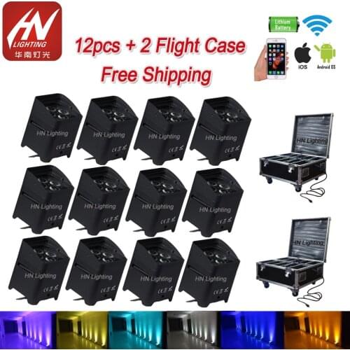 12pcs wedding uplights Smart DJ S4 4*18W RGBWA+UV 6in1 battery wifi wireless dmx led uplighting