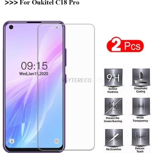 2PCS Tempered Glass for Oukitel C19 Pro C18Pro 6.55" 9D Scratch proof Protective Phone Film For Oukitel C23 Pro Screen Protector