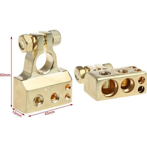 652F 2 Pcs Gold Plated Car Battery Terminal Positive Nagative F 0/1 2 4 8 AWG Tool