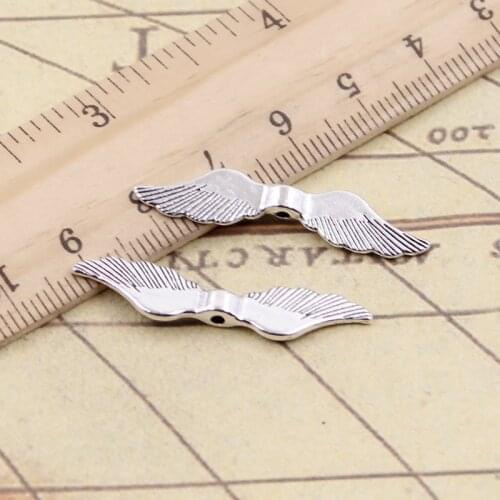 20pcs Charms Angel Wings Bead 8x36mm Tibetan Silver Color Pendants Antique Jewelry Making DIY Handmade Craft Pendant